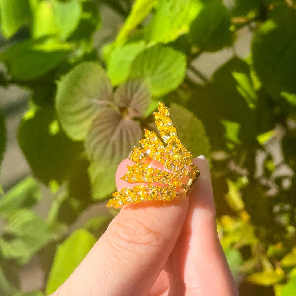 Ювелирные изделия CMM с регулируемым размером, великолепные большие массивные листовые ветки с кубическим цирконием, готические вечерние обручальные кольца для женщин