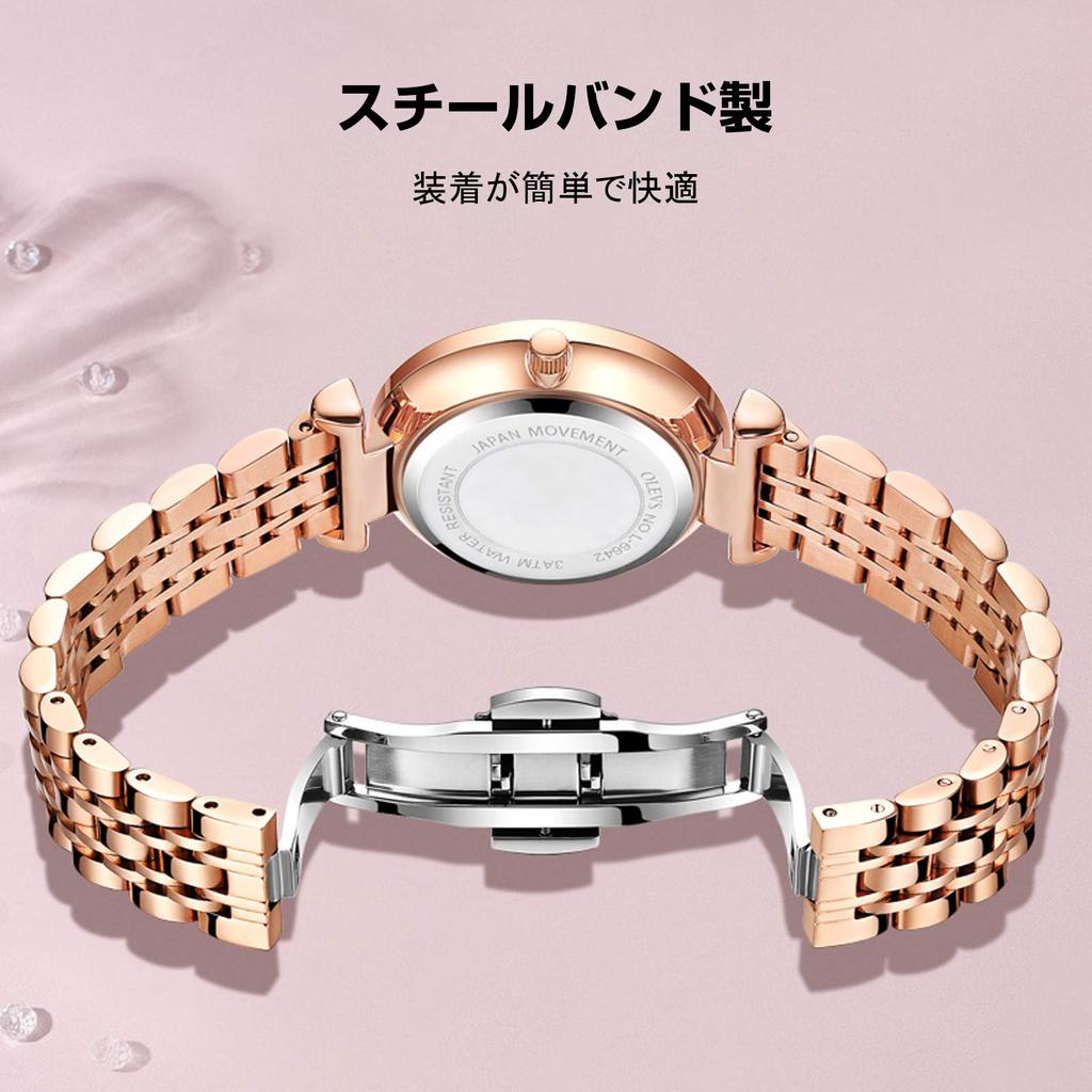 RORIOS Made in 3D Flower Stainless Steel Green женские часы, симпатичные, водонепроницаемые, Япония, блестки, циферблат, ремешок, повседневные, кварцевые, часы для работы/учебы,