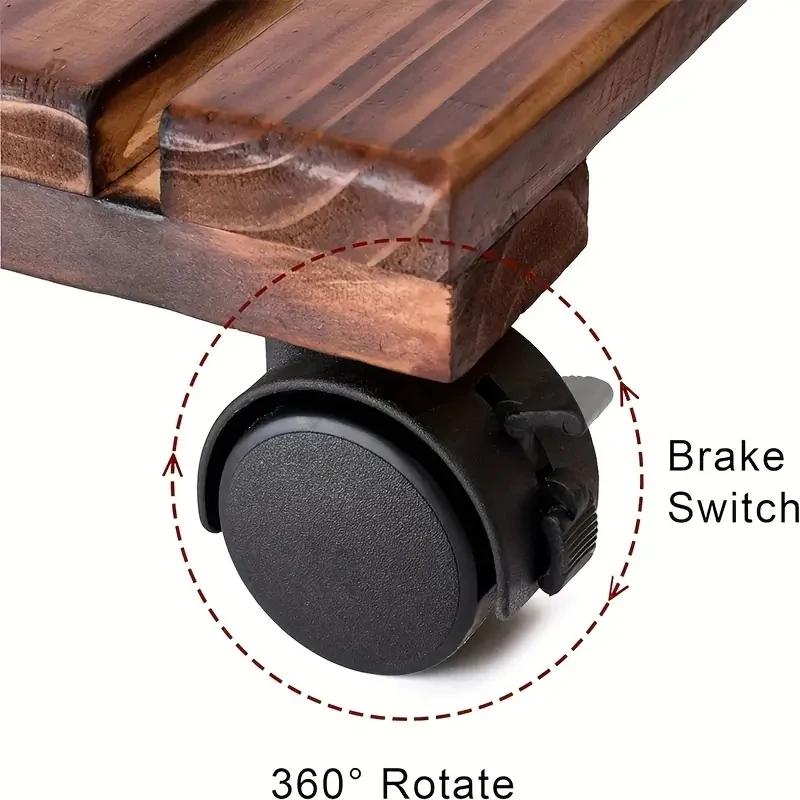 Подставка для цветов из массива дерева, утолщенная, передвижная, держатель для цветов, подставка для цветочного горшка бонсай, роликовая, с универсальными колесами
