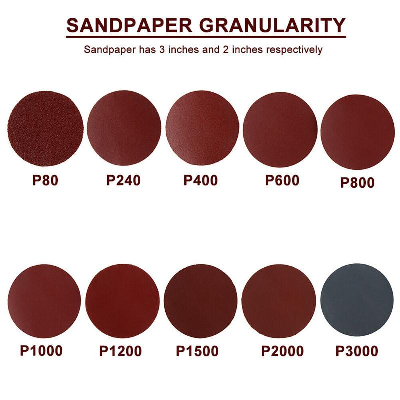 100PCS Sanding Discs Pad For Drill Grinder Rotary Tools + Backing Pad 3inch 75mm