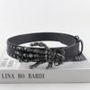 Cool Black Rivet Belt Adjustable Skeleton Fingers Belt Strap Buckle Skull Wide Waistband  Couple