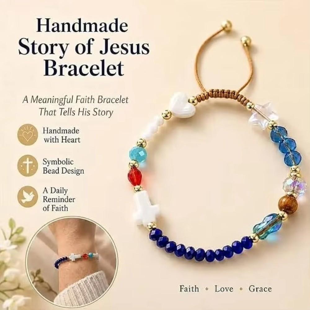 Handmade Braided Bead Wrap Adjustable Story of Bracelet Fashion Cross Beaded Bracelet for Women
