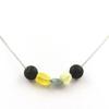Stones and Minerals. 8mm Lava Bead Necklace + Australian Yellow Opal + Brazilian Apatite Stainless Steel Chain.