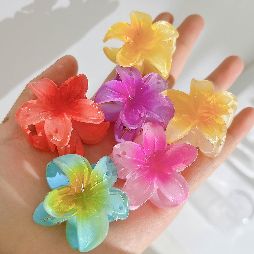 1/6Pcs Hawaiian Gradient Hair Clip Flower Hair Claws Women Small Size Fashion Headwear Hairpin Crab Barrette Hair Accessories 2025