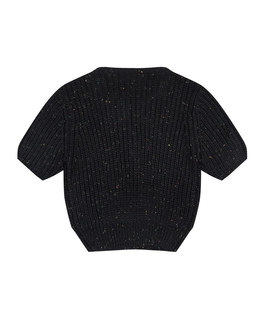 DELICCENT Fluffy Short Sleeve Cardigan [Black]