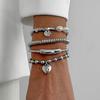 Beaded Heart Pendant Bracelets Stackable Metal Hand Chain Vintage Imitation Pearl Bracelets  Party