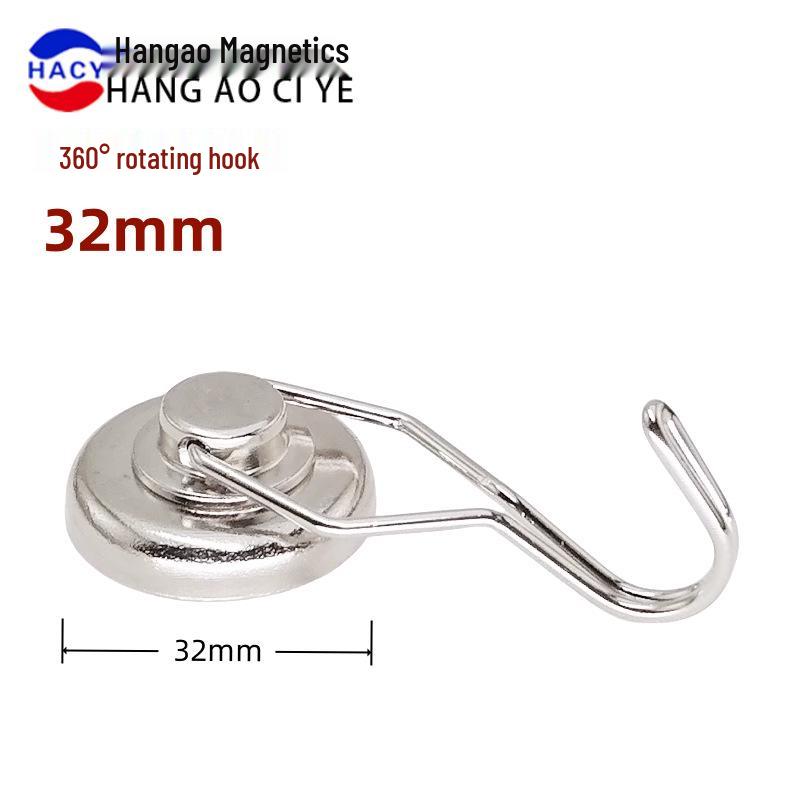 Магнитный крючок-вешалка из неодимового железа и бора, металлическая магнитная присоска E16, установка без сверления.