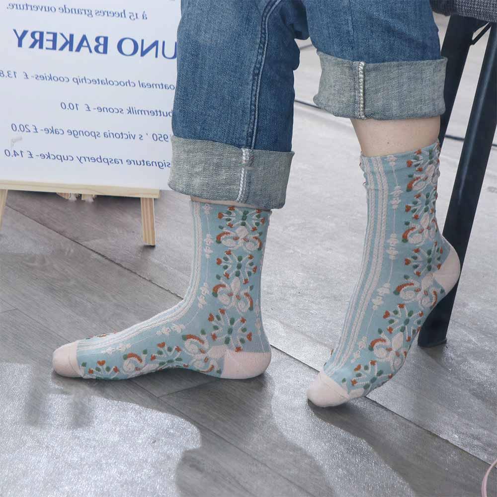 Harajuku Print Girls Jacquard Socks Middle Tube Hosiery College Style Hosiery Korean Style Socks