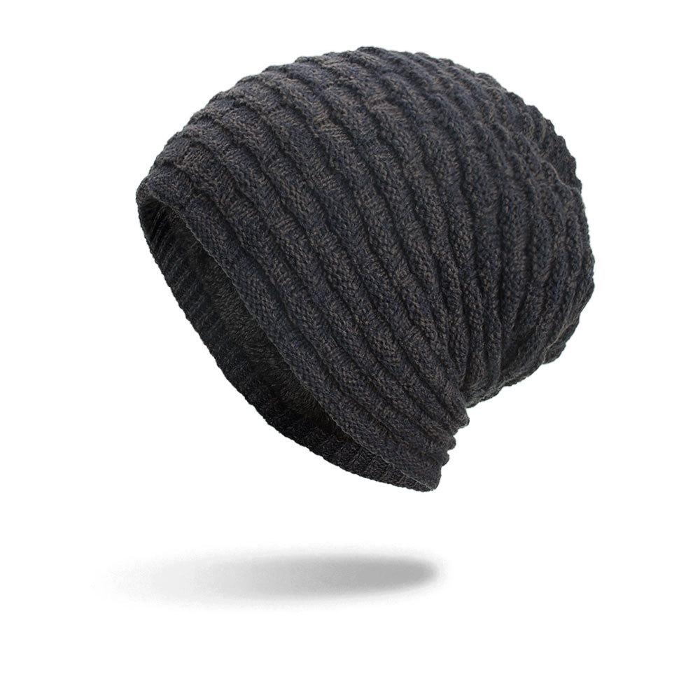 Autumn and Winter New Velvet Colored Small Horizontal Strip Pullover Hat Knitted Wool Hat
