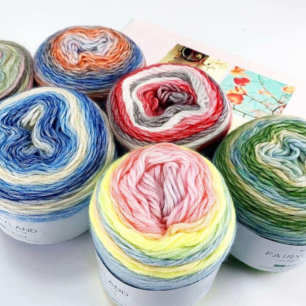 Hand-woven Rainbow Woollen Yarn 100g Multi-Color Yarn Fancy Blend Yarn Cake Yarn  Cushion