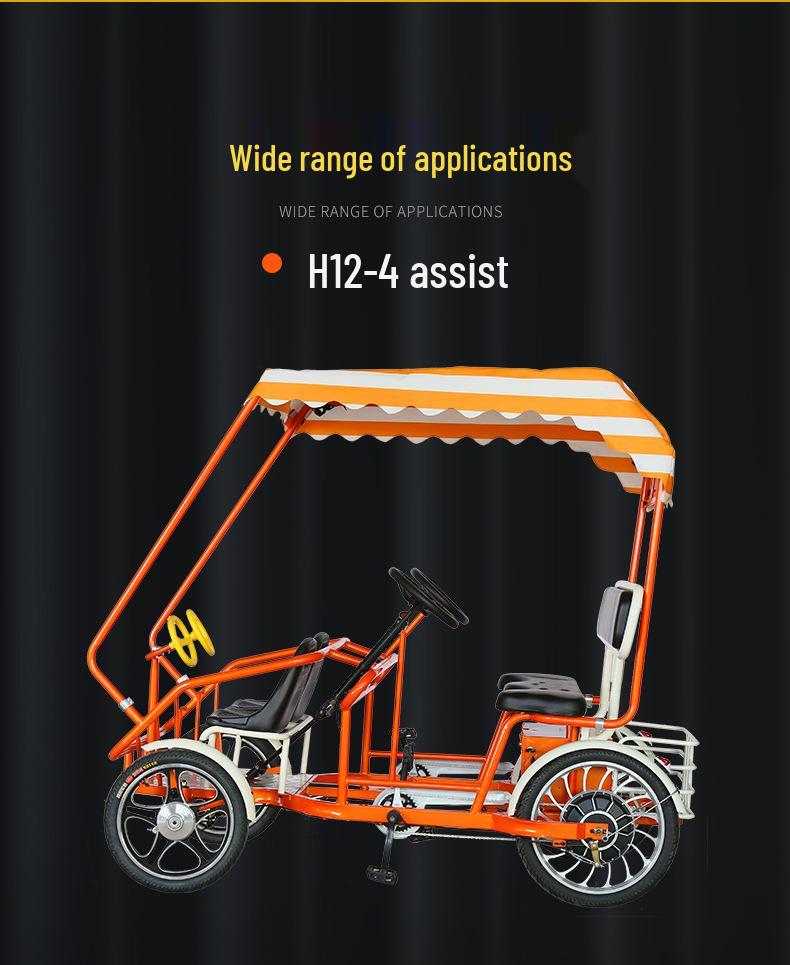 4-Seater Pedal-Assist Sightseeing Bicycle Rental - Comfortable, Labor-Saving Multi-Person Ride for Scenic Areas