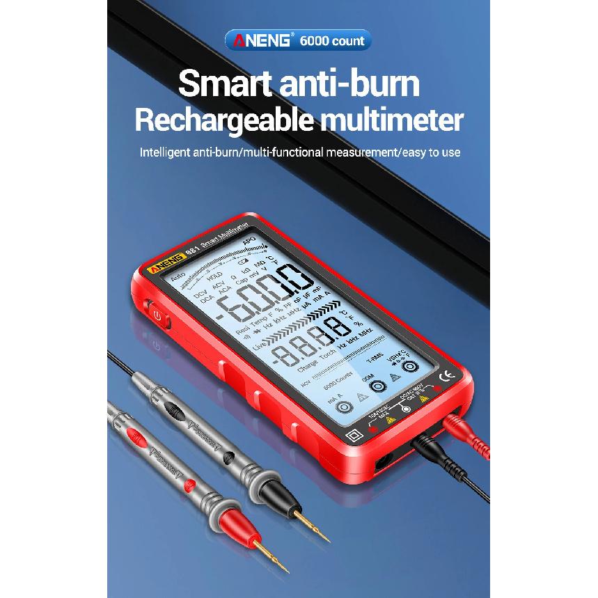 ANENG 681 Rechargable Digital Professional Multimeter Non-contact Voltage Tester AC/DC Voltage Meter LCD Screen Current Tester
