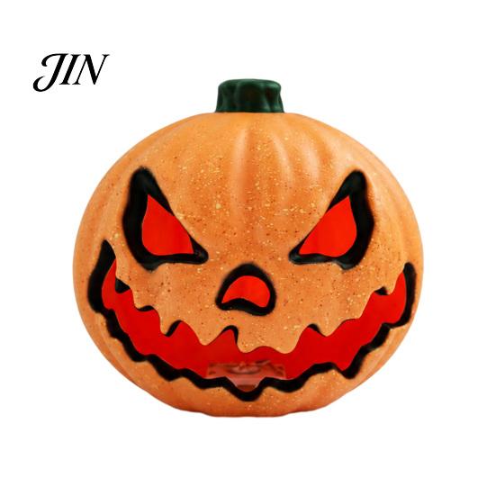 Pumpkin with Integrated LED Halloween Evil Lantern, Large Light Up Jack O Lantern Decor Battery-efficient Lamp for Party Scene, Spooky Outdoor Indoor