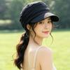 Japanese Style Plaid Pleated Equestrian Hat British Style Sun Protection Hat  Masquerade