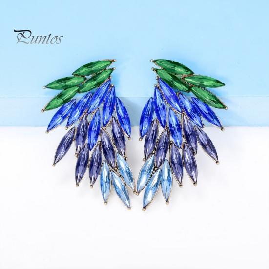 1 пара перьевых шипов в форме крыльев, серьги-гвоздики для ушей, персонализированные цветные стеклянные женские серьги-гвоздики, модные ювелирные изделия, подарок