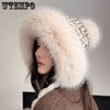 Женская термозимняя шапка из искусственного кроличьего меха, милая утолщенная белая пушистая шапка-ушанка, плюшевая шапка