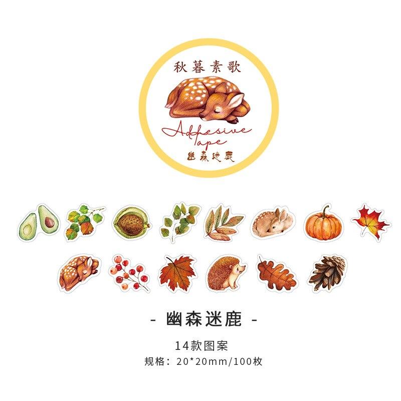 100 шт., осенне-вечерняя серия Suge, лента для коллажей специальной формы, креативная однополосная лента васи, украшения, материалы для самостоятельного изготовления