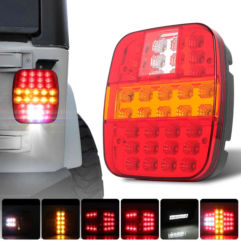 Square Trailer Tail Light 39led License Plate Lamp Driving Brake Stop Stud Mount Turn Signals For Ford Jeep CJ YJ JK Wrangler