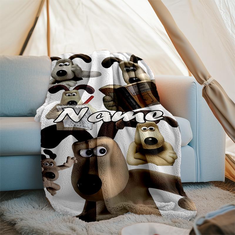 Personalized Custom Name Blanket - Wallace and Gromit Print Design,Blanket for Sofa,Bed,Travel,Camping - Soft and Warm, Great Gift