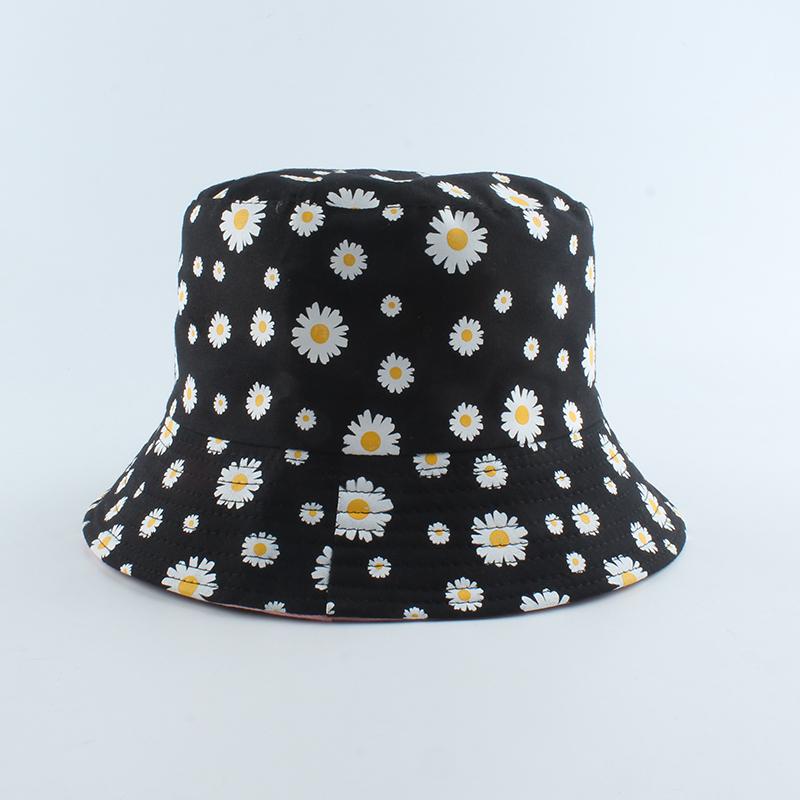 Summer Daisies Bucket Hat Women Fashion Cotton Beach Sun Hats Reversible Bob chapeau Femme Floral Hat Fisherman Hat