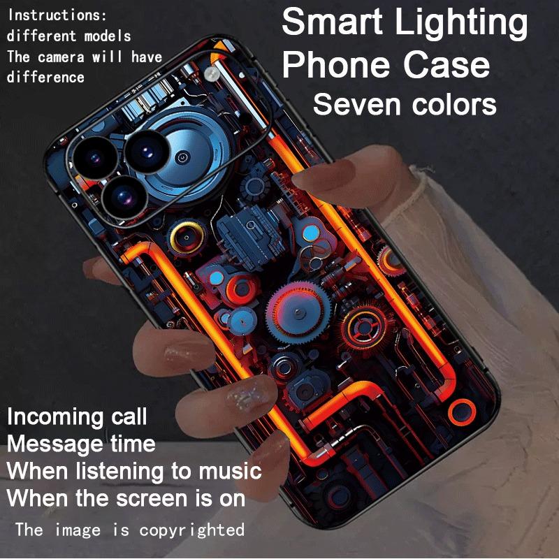 Light Up Phone Colorful Glow Illuminated Phone Case For iPhone 16 Plus 17 Air 13 14 15 16 11 17 11 Pro Max 12 Mini LED Fundas