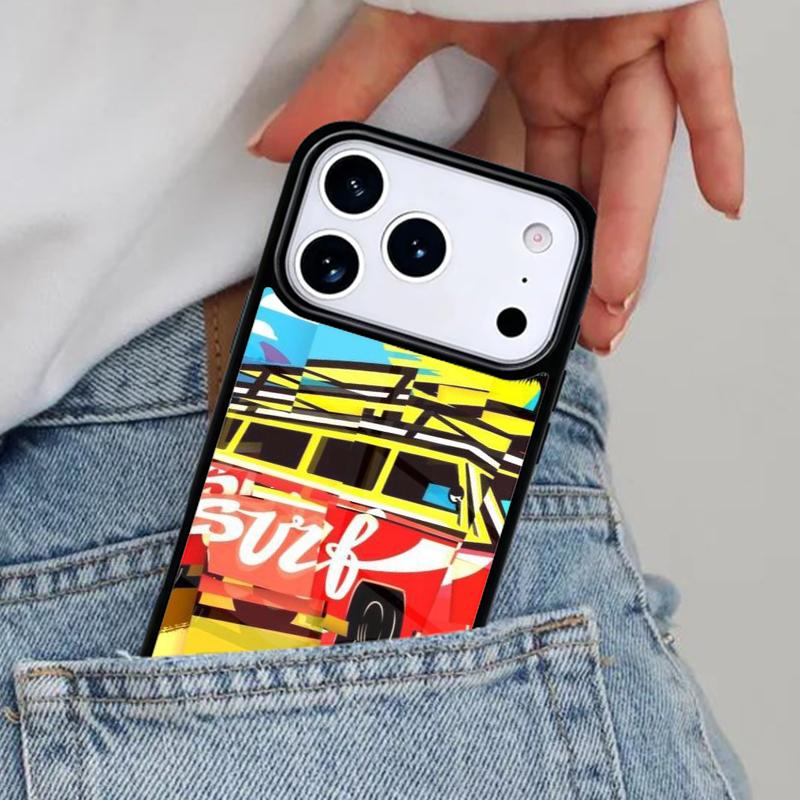Combi Van Surf Bumper Phone Case for iPhone 16e 15 14 13 12 17 Pro Max Plus Air 17pro Cover Coque