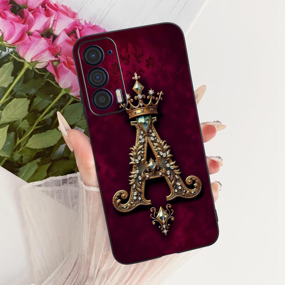 For Motorola Edge 2021 Case XT2141-1 Fashion Initial Letters Crown Soft Silicone Back Protective Cover For Moto Edge 2021 Bumper