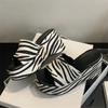 Eilyken Summer Design Platform Wedges Woman Slippers Zebra Stripes Thick Bottom Heels Banquet Slides Shoes
