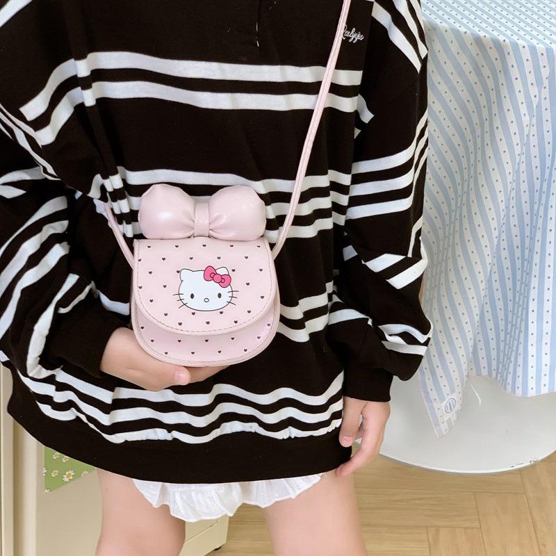 Wholesale children's messenger bag cartoon cat earphone bag cute bow shoulder bag girls mini change bag tide