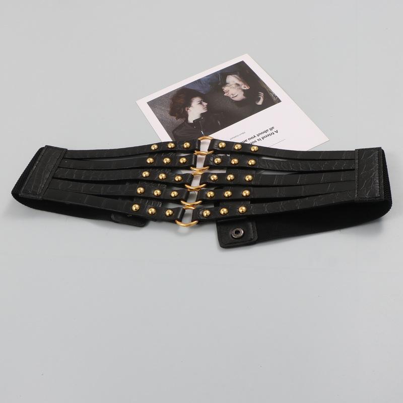 Европейский и американский ретро ивовые гвозди полое кольцо мода декоративное платье пальто искусственная кожа широкий пояс с уплотнителем пояс для женщин