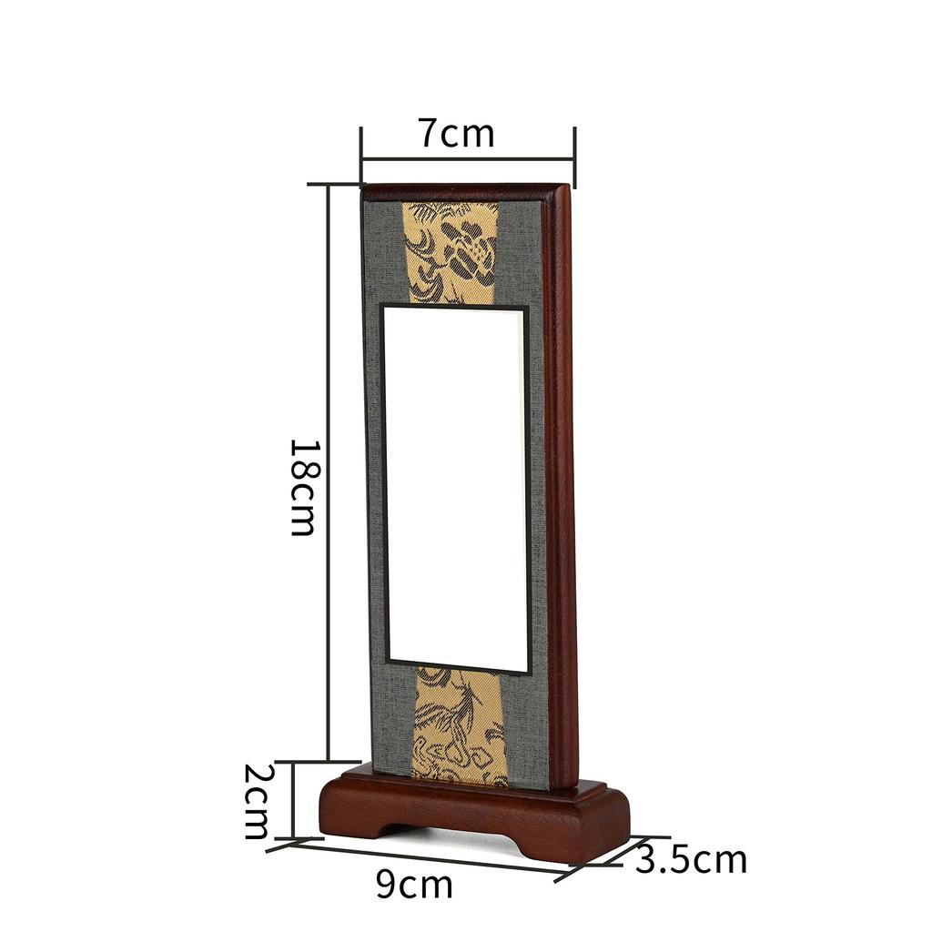 Urban Workshop Amitabha Buddha Standing Hanging Scroll (Walnut Color) Wooden Frame Buddhist Altar Accessories Mini Size 20cm High X 9cm Wide