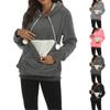 Women's Fashion Casual Top Solid Color Long Sleeve Pet Pocket Hoodie Sweatshirt