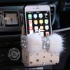 Diamond Crystal Bowknot Portable Car Vent Storage Box Bag Auto Vent Mount Holder Cosmetics Case Universal Mobile Phone Bag