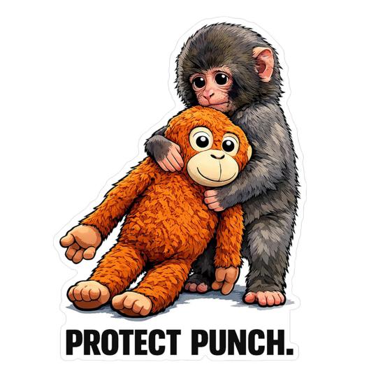 Защитные наклейки 'Punch The Monkey' для автомобиля, ноутбука. Милая обезьянка, держащая плюшевую игрушку. Виниловые наклейки. Легко наклеивать/снимать. Веселый декор для детской комнаты