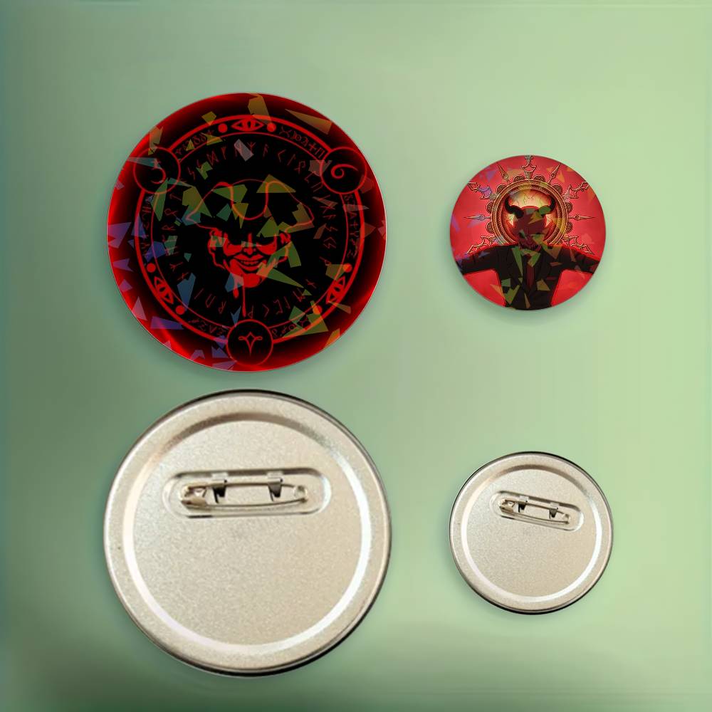 Horror Game Dark Deception Round Badge for Backpack Accessories Laser Lapel Pins Jewelry Gifts