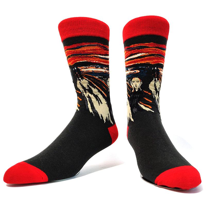 Новинка, веселые мужские носки с рисунком из хлопка, покер, корги, лягушка, сумасшедший бургер, пиранья, волк, авокадо, орел