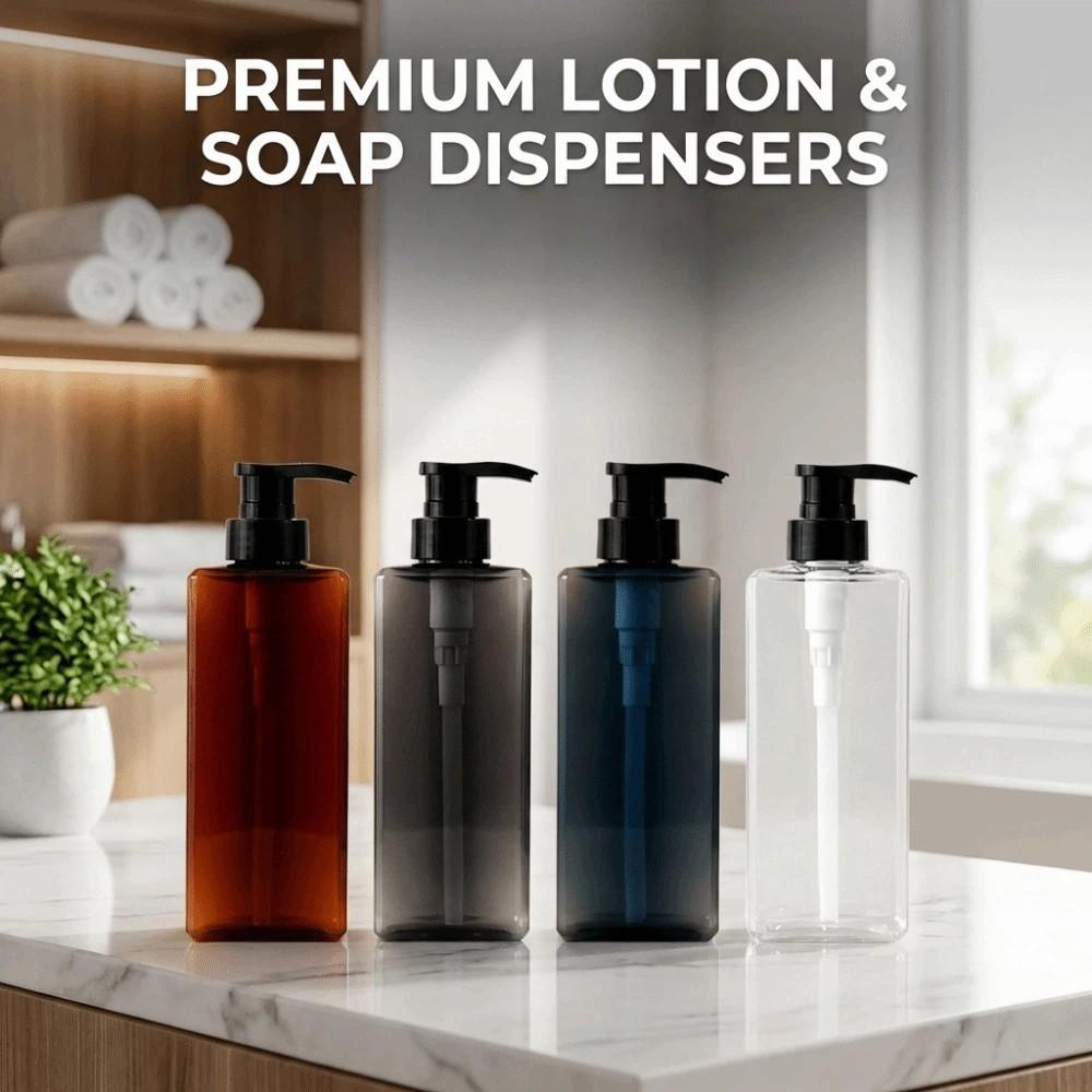 400/500ml Soap Dispensers Empty Square Design Lotion Pump Bottle Press Type Refillable Shampoo Sub-bottling Travel Shower Use