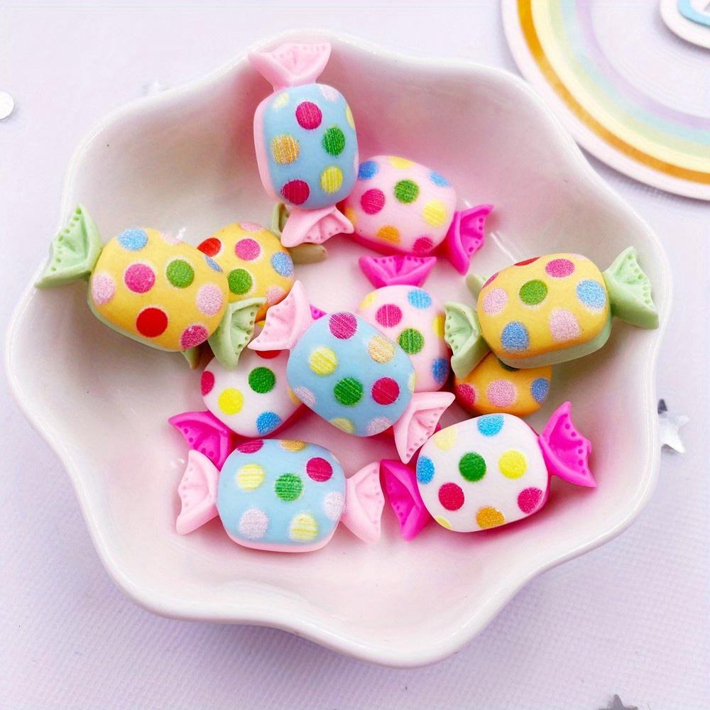10pcs Mixed Resin Mini 3D Sweet Colorful Dot Candy Flatback Cabochon Simulation Foods Scrapbook DIY Figurines Accessories Decor Crafts