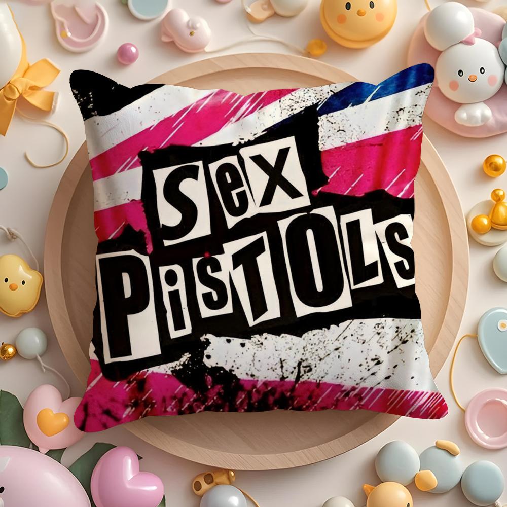 Подушка с принтом группы Панк-Рок S-Sex Pistols, короткий плюш, двусторонняя печать, для дома, машинная стирка в теплой воде, чехол на подушку