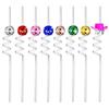 6Pcs/Set Disco Straws Disco Ball Distinctive Reflective Mirror Spiral Shape Disco Party Decorations Bachelorette Straws Cup Accessories