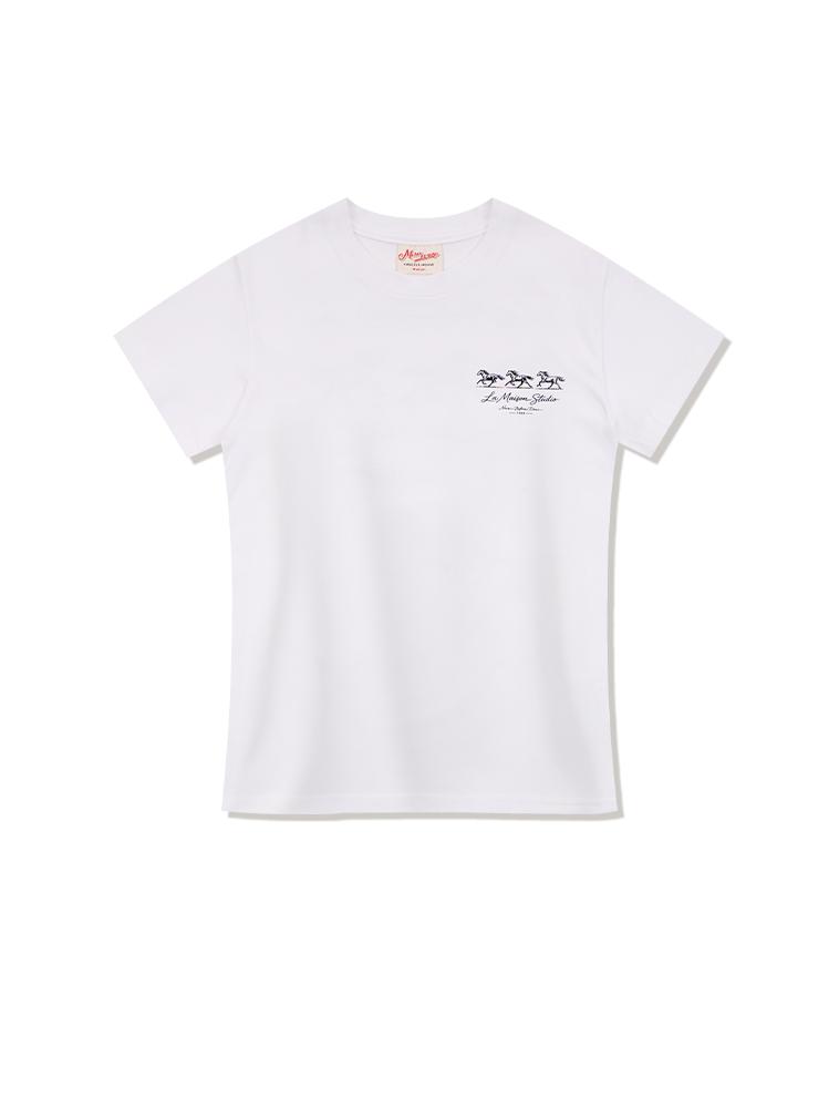LA MAISON STUDIO Белая/Черная футболка Mustang Slim Fit с коротким рукавом (Fcg2Ts770W)
