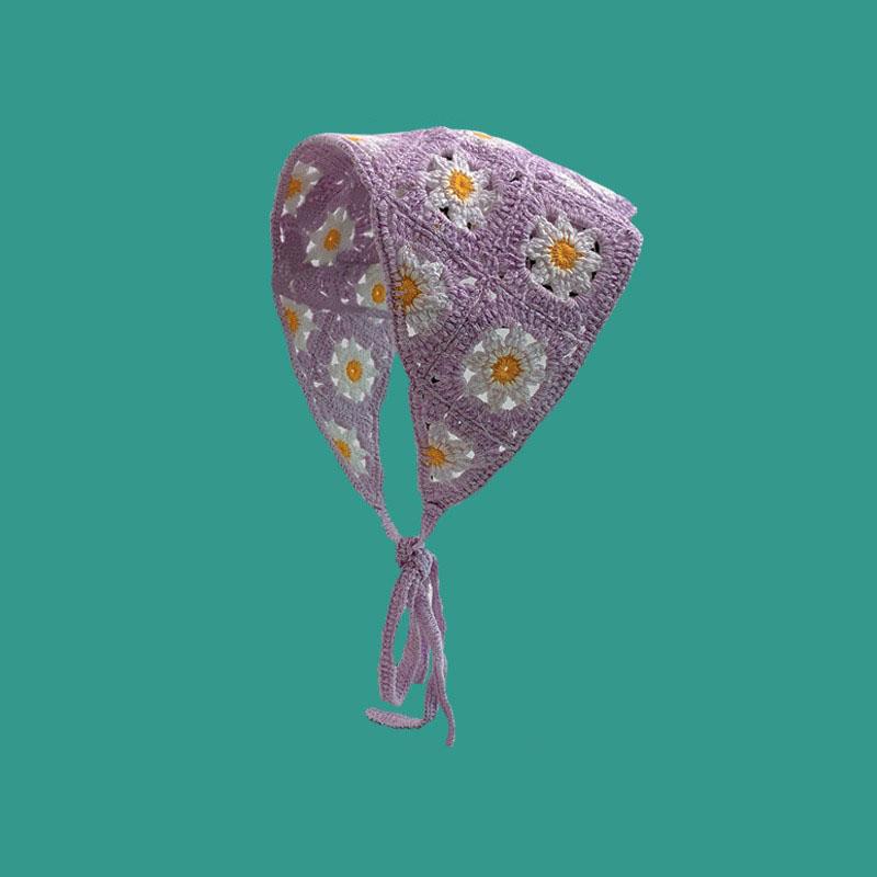 Модная вязаная косынка для прогулок, милый и очаровательный стиль, вязаная вручную повязка на голову, женские аксессуары для волос, треугольный платок для волос