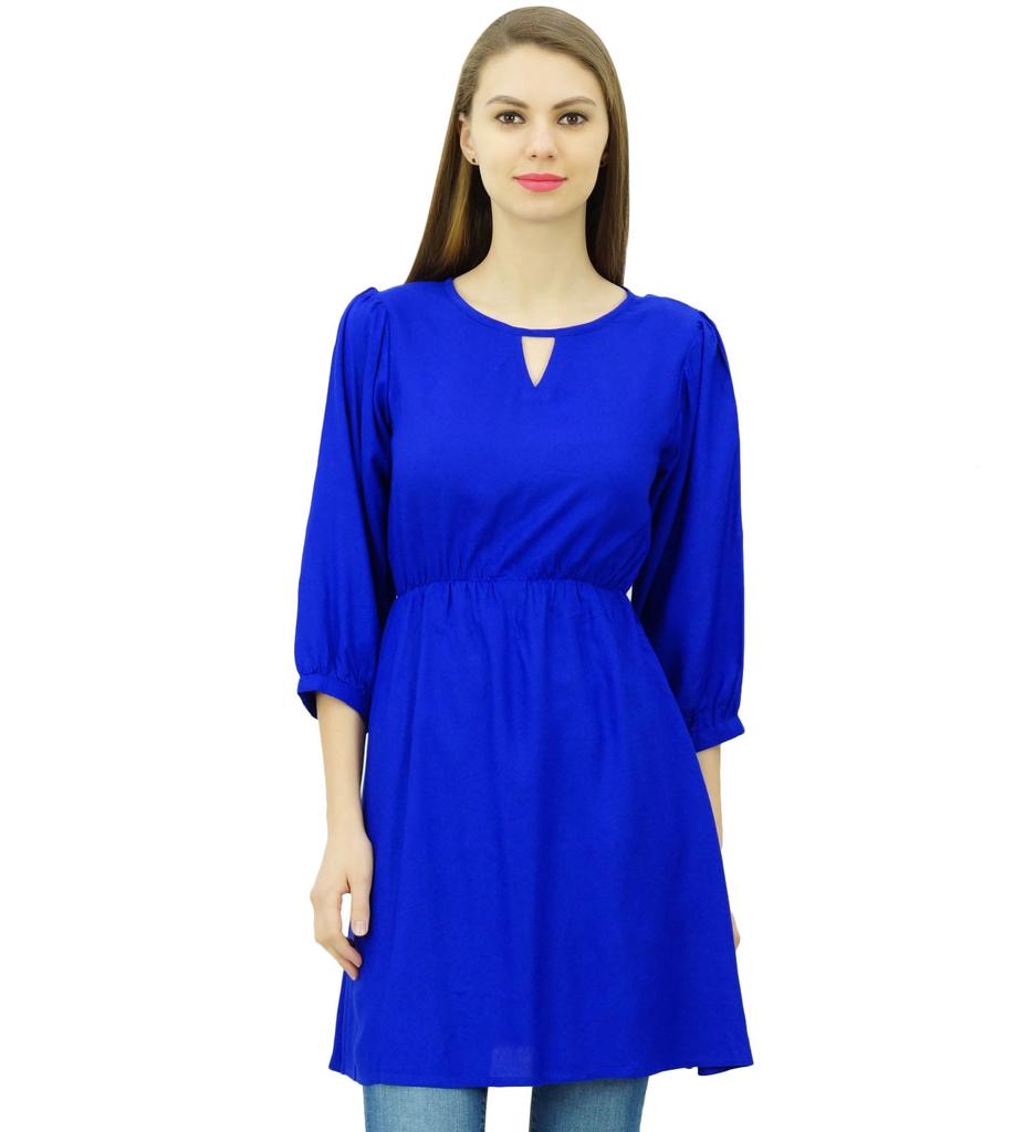 Phagun Women Tunic Top Short Kurti Elastic Waist Indian Ethnic Blouse