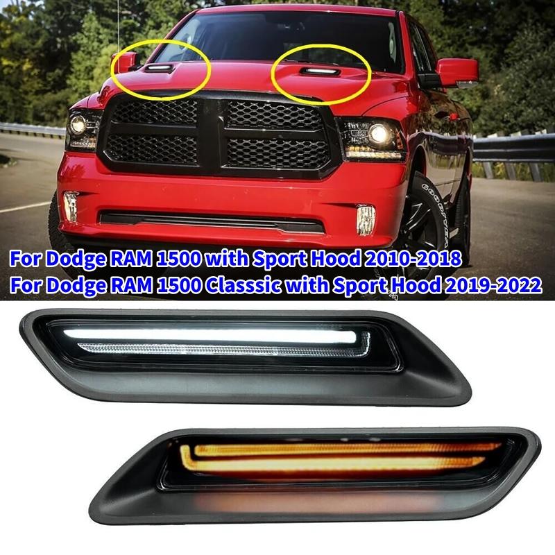Car LED Engine Hood Bezel Decoration Light White DRL Dynamic Signals Lamp For Dodge RAM 1500/Dodge RAM (with Sport Hood )