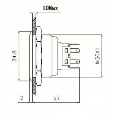 Monostable Vandal-proof Pushbutton 250V 5A 30X35