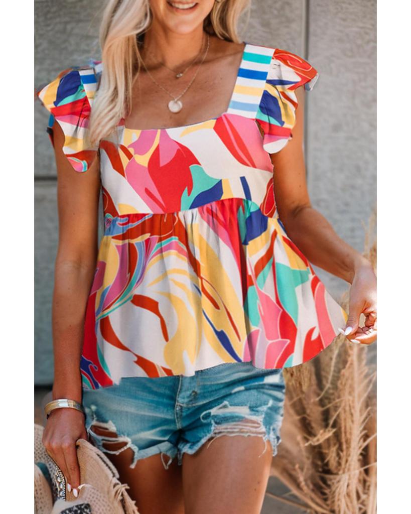 Azura Exchange Топ с квадратным вырезом и абстрактным принтом