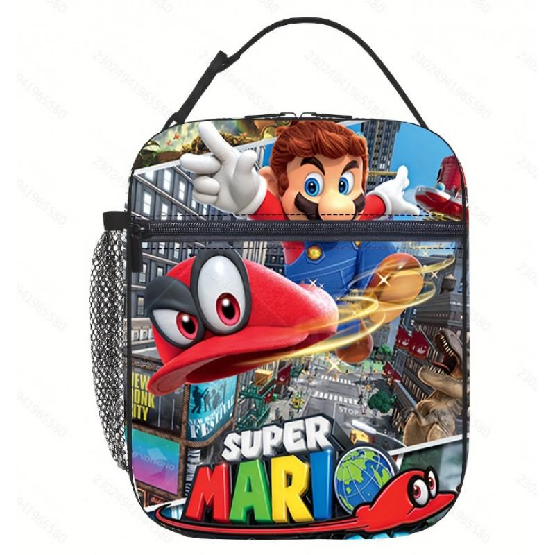 Mario Cartoon Insulated Lunch Bag Kids - 3D Printed Full-Print Portable School Outdoor Picnic Tote