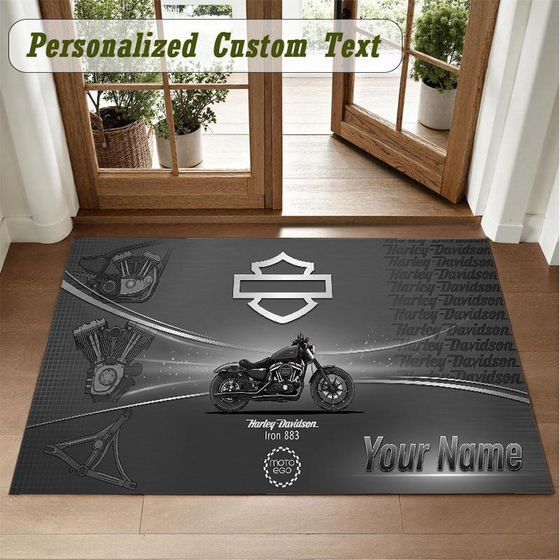 Crystal Velvet Square Rug Custom NameHarley-Davidson Pattern Non Slip Home Floor Decor Rug
