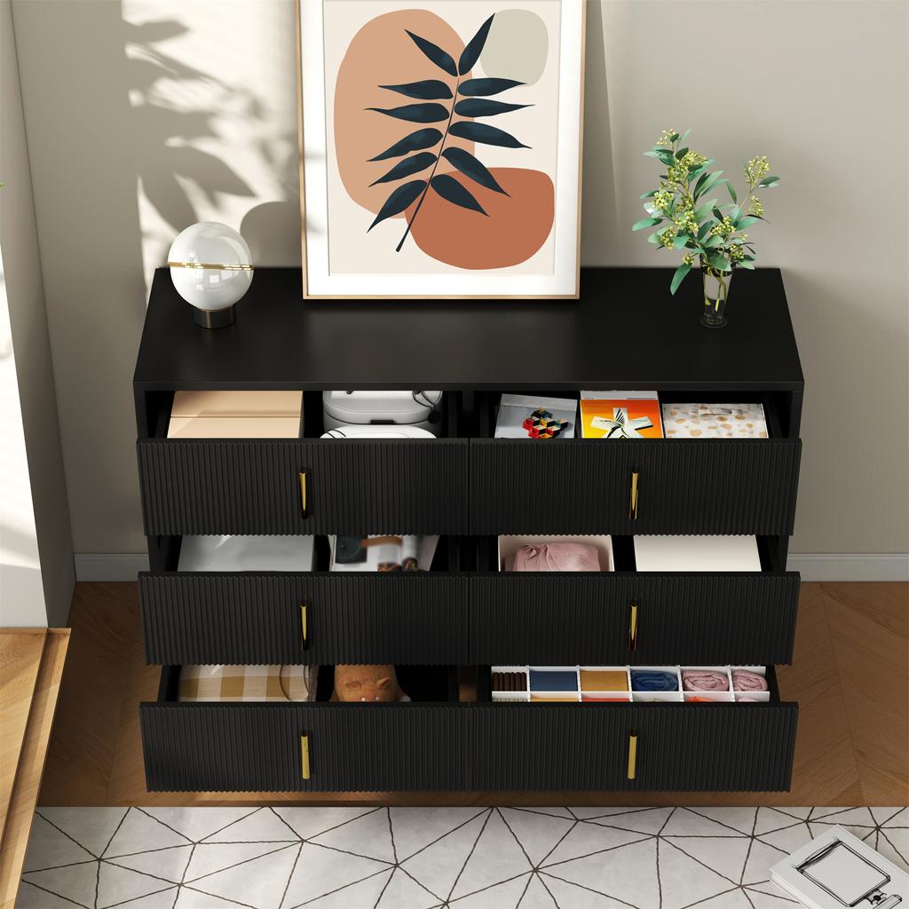 Elegant Sideboard with Modern Design, Chest of Drawers and Lots of Storage Space, Gold Handles