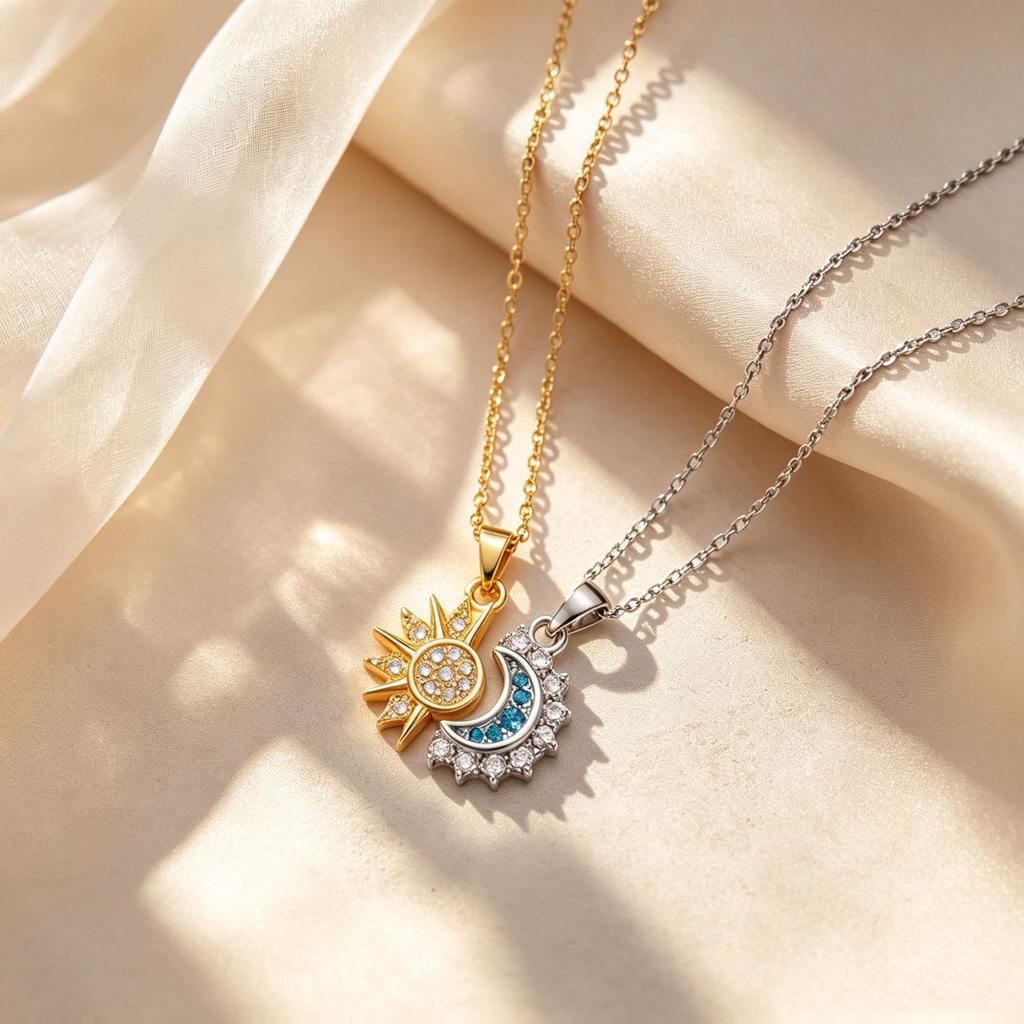 New Moon and Sun Zirconia Couple Bracelet Fashion Versatile Jewelry